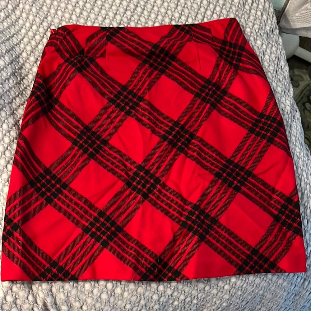 Talbots Red and Black Plaid Mini Skirt